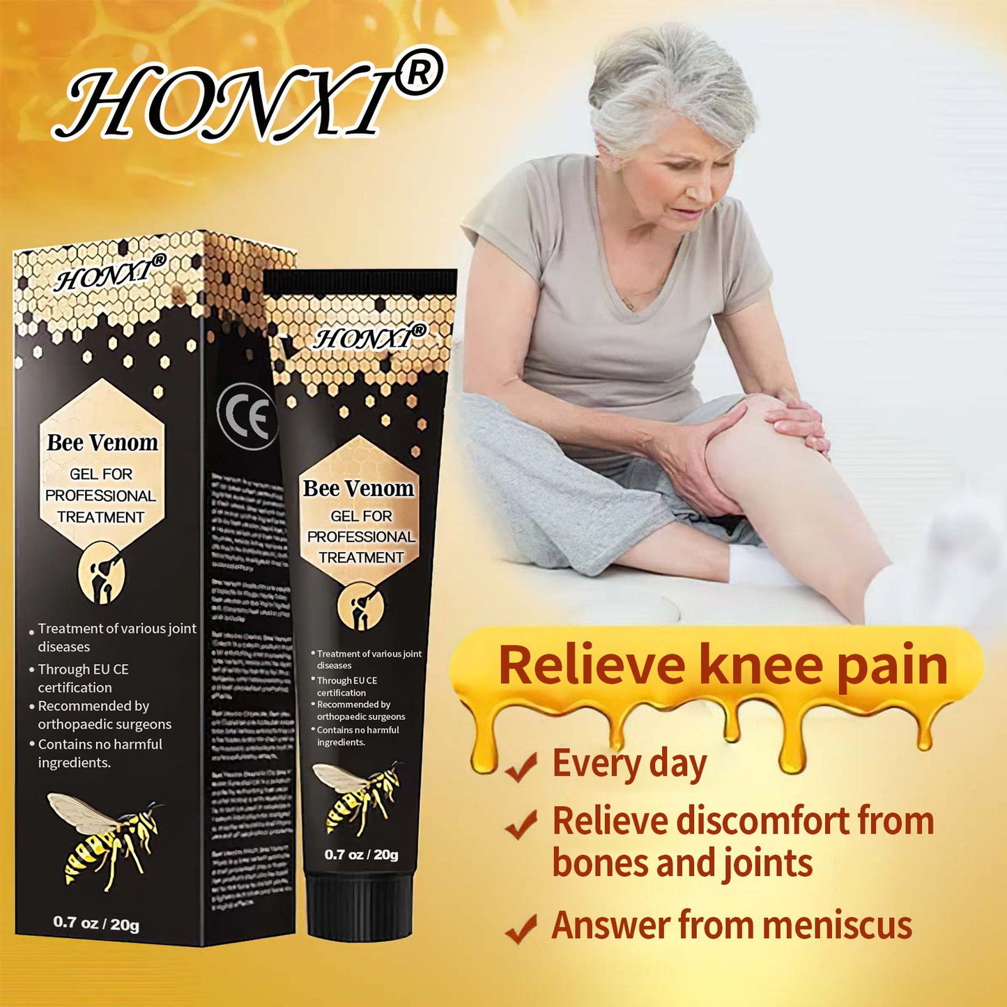 🐝HONXI® New Zealand Bee Venom Joint Relief Gel (New Zealand Bee Extract - specialised in the treatment of orthopaedic conditions and arthritic pain)
