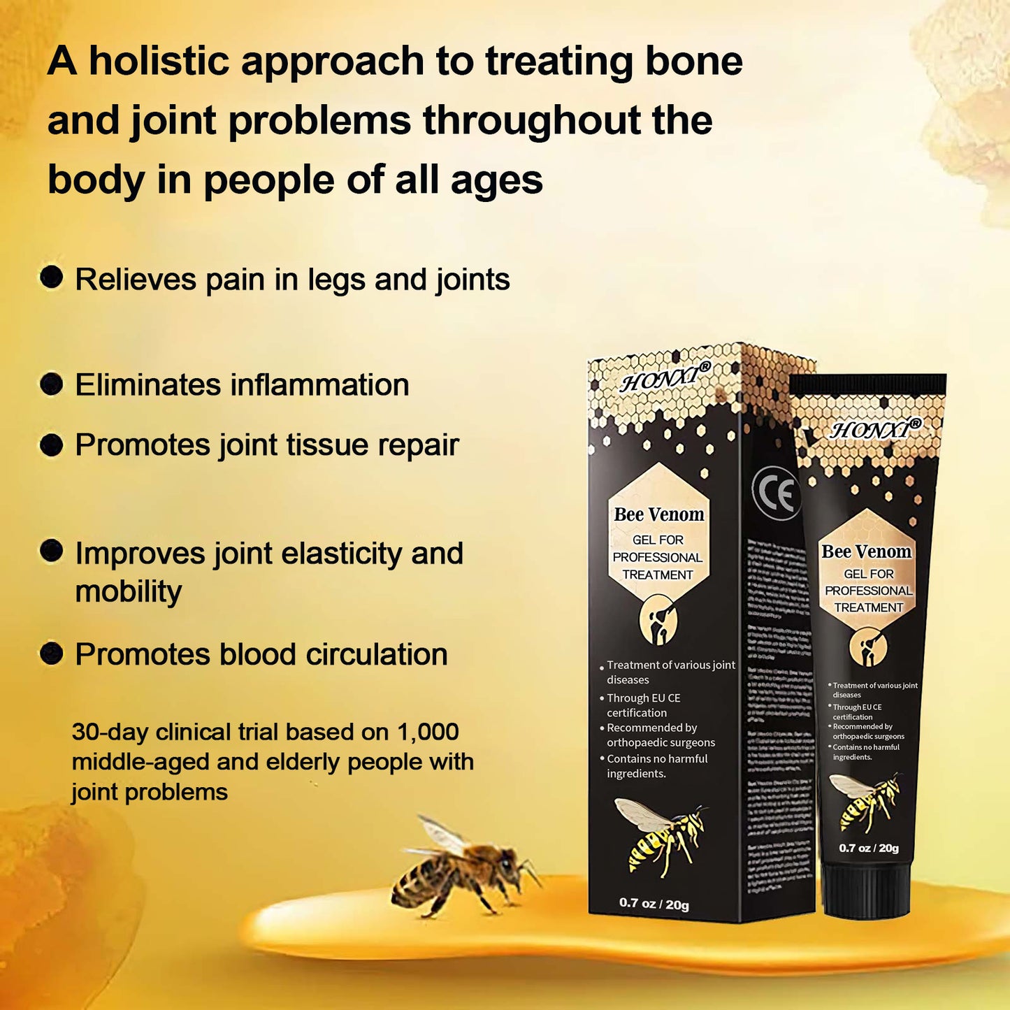 🐝HONXI® New Zealand Bee Venom Joint Relief Gel (New Zealand Bee Extract - specialised in the treatment of orthopaedic conditions and arthritic pain)