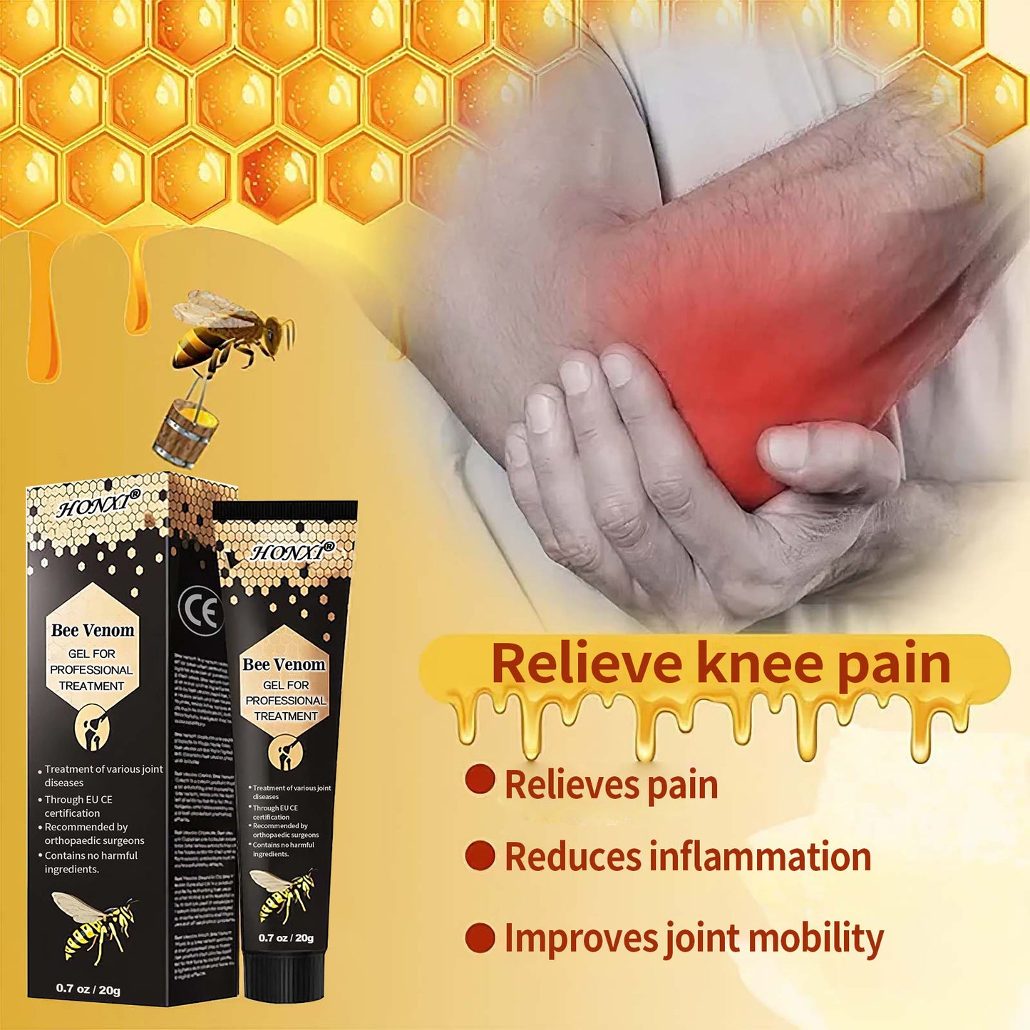 🐝HONXI® New Zealand Bee Venom Joint Relief Gel (New Zealand Bee Extract - specialised in the treatment of orthopaedic conditions and arthritic pain)