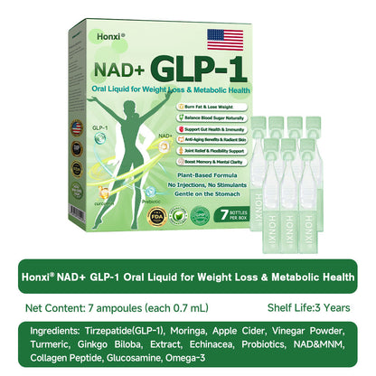 Official Store | Honxi® NAD+ GLP-1 Oral Liquid for Weight Loss & Metabolic Health (Just once a day, visible changes in 7 days) ✅ For obesity, cardiovascular health, diabetes, sleep apnea, gut health, joint issues, and more